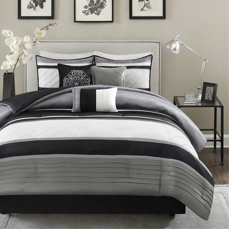 7 Piece Comforter Set Grey King