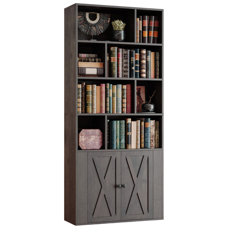Bibliothèque avec portes, Gris anthracite
