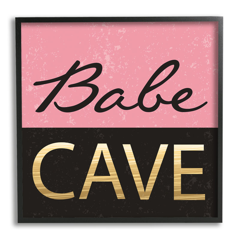 Babe Cave rose et or, Giclée encadrée noir minuit, L 17 po x H 17 po