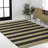 Zemple Rustic Farmhouse Woven Jute Stripe Natural/Black Rug-852021379