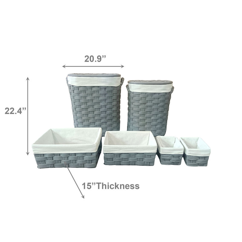 Panier à linge ovale non tissé 6 pièces Haight - gris foncé