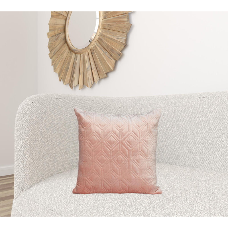 Aleta Transitional Quilted Pink Throw Pillow, Rose Gold