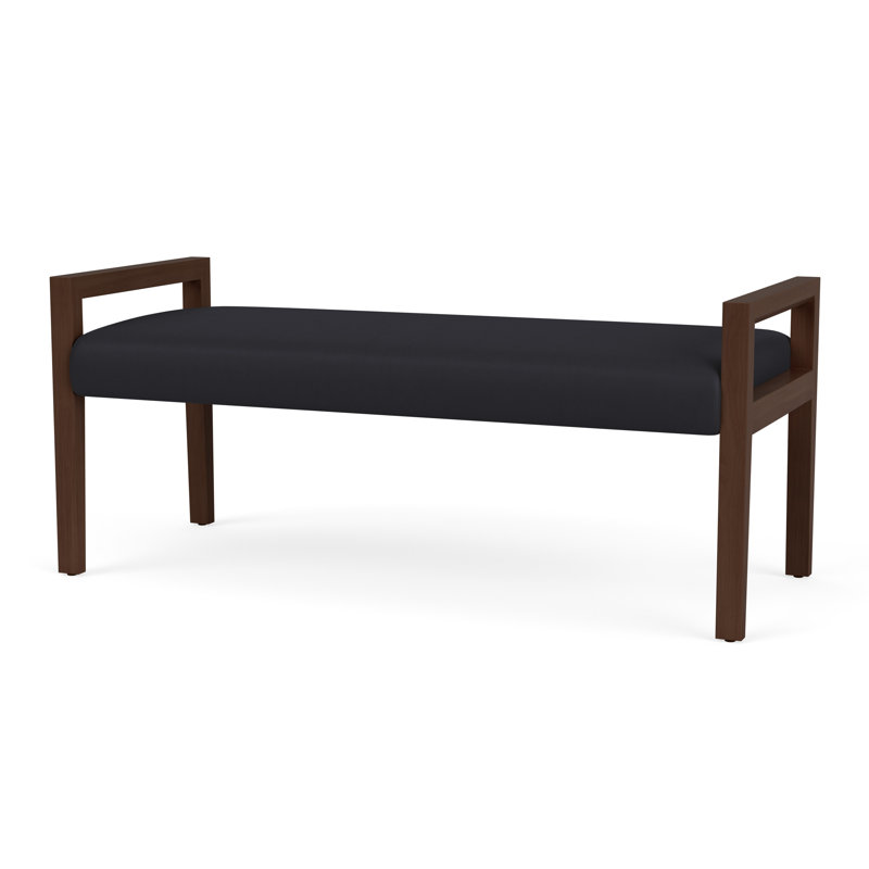 Banc en bois 2 places Brooklyn, Riftwood Walnut, Noir Patriot Plus