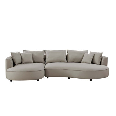 Sectional curved Sofa Couch,Upholstered 5-Seat Sofa Couch Eco-leather Couch Set
