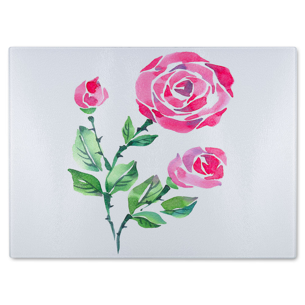 Rose Print Glass Chopping Board