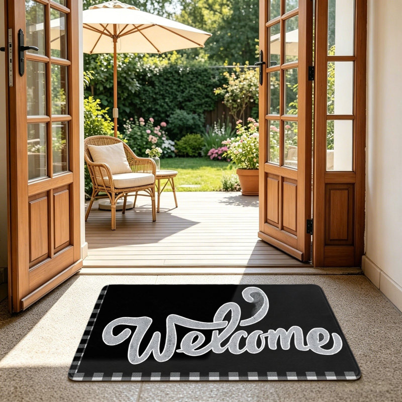 Tapis de sol noir 24 po x 36 po pour porte d'entrée