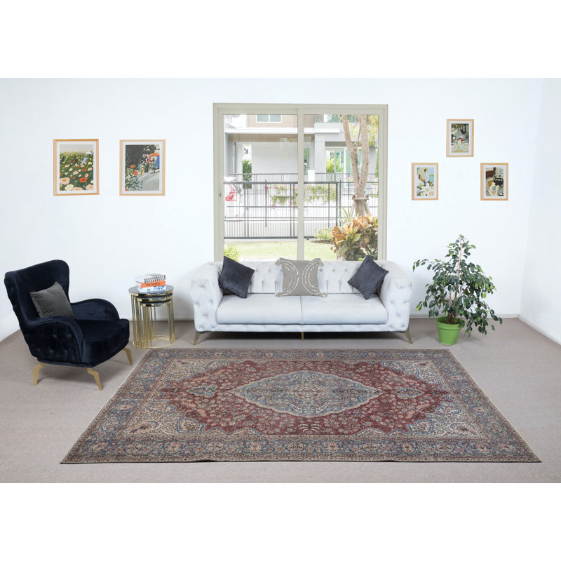 Tapis ottoman traditionnel à motif médaillon traditionnel, circa 1950, tapis turc fait à la main