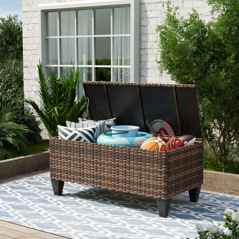 Table de rangement d'extérieur en osier Kisner