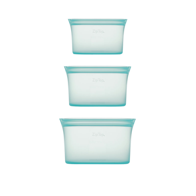 Zip Top Reusable Food Storage Bags | 3 Dish Set [Teal] | Microwave, Dishwasher and Freezer Safe, Teal