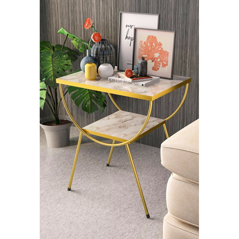 Amiyah 18cm Console Table, White Marble