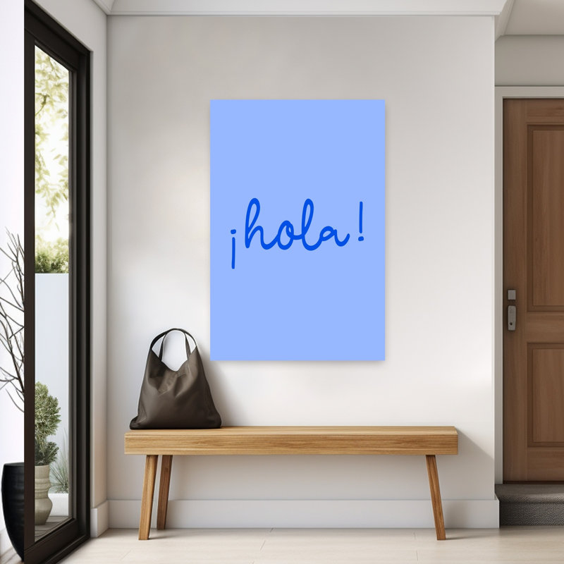 «Cheerful Hola Greeting», art mural moderne et vibrant, H 60 po x l 40 po