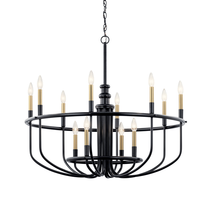 Capital Hill 12 - Light Wagon Wheel Chandelier, Black