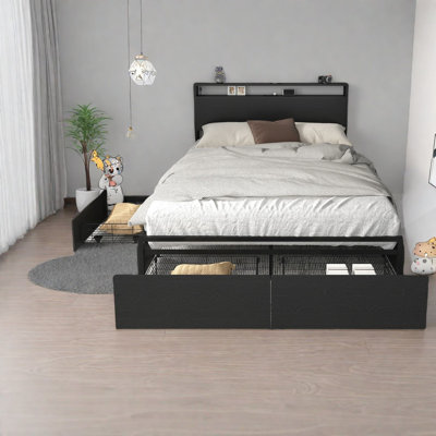 Lits de rangement, structure en MDF et en métal, style moderne, commodité pour la maison