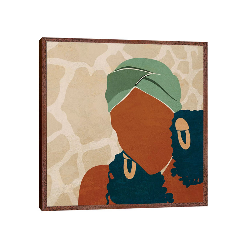 Head Wrap No. 1 by Domonique Brown - Print on Canvas, Classic Brown Wood Framed Canvas, 93.98 cm H x 93.98 cm W