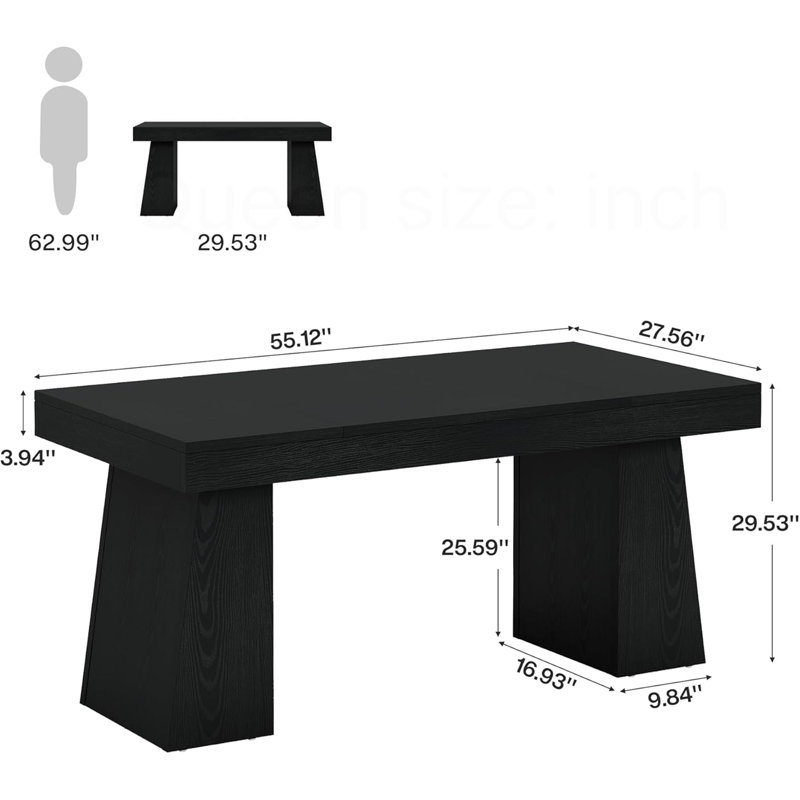 Wood Workstation Desk, Black