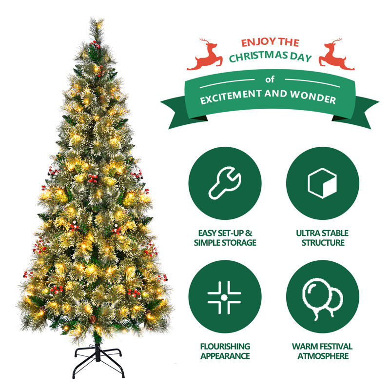 Sapin de Noël artificiel éclairé 6,5 pi
