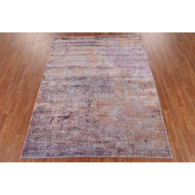 Modern Wool Abstract Oriental Area Rug 6x8