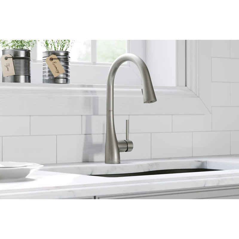 Gourmet Pull Down Single Handle Kitchen Faucet, Lustrous Steel