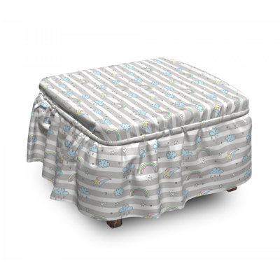 Housse pour repose-pieds à rayures doodle rainbows