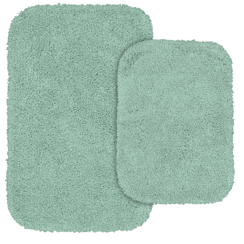 Treie Billie-Mae 2 Piece Nylon Bath Rug Set with Non-Slip Backing, Écume de mer