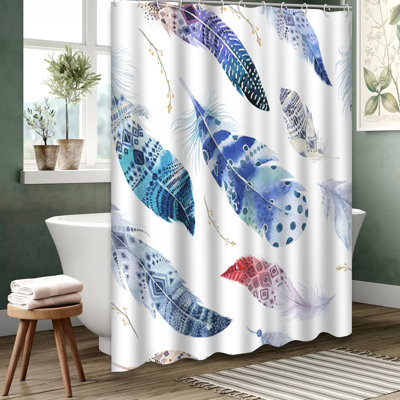 Rideau de douche transparent imperméable bohème avec 12 crochets