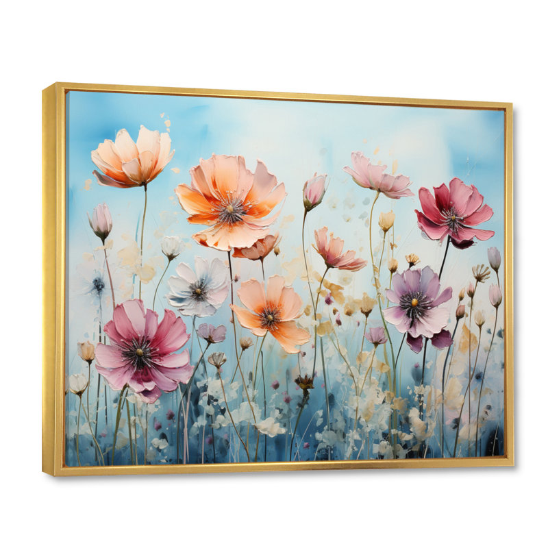 «Meadow Whimsical Meadowscape», reproduction, H 12 po x l 20 po x P 1 po, Cadre flottant doré