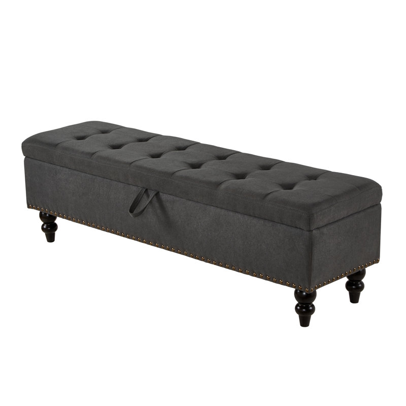Banc avec repose-pieds 59 po avec rangement, Gris
