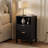 Fluted Nightstand Set of 2, Black Wood Nightstands with Charging Station, Modern Bedside Table Set of 2 for Bedroom, 15.8"D x 11.8"W x 23.4"H-1833551359