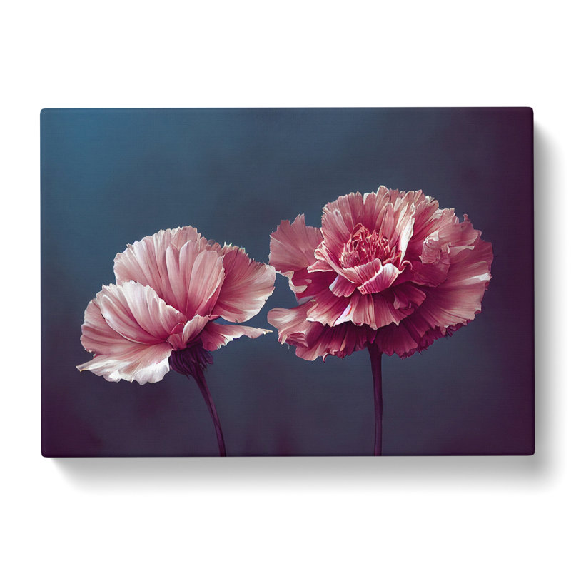 Dramatic Carnation Flowers - Wrapped Canvas, 35cm H x 50cm W x 3cm D
