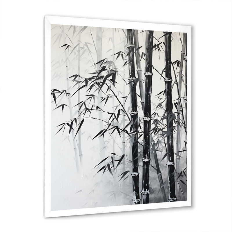 «Black and White Wild Bamboo I», reproduction sur toile_106632, H 20 po x l 12 po x P 1 po, Cadre photo blanc