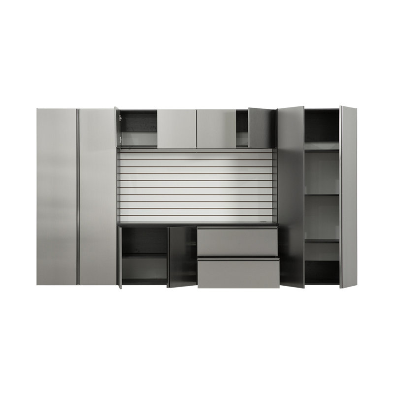 Nova Series 128 In. W X 72 In. H X 20 In. D Metallic Grey Garage Cabinet Set A (7-Piece), Cabinet