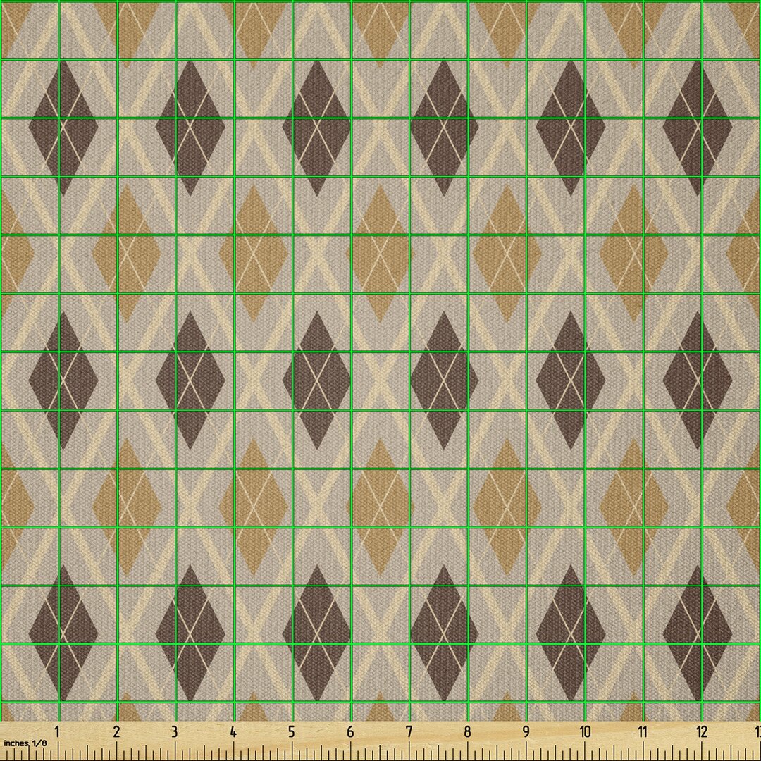 Stoff als Meterware, Klassische Argyle Inspired, Abstrakt, Tan Burgunder Bernstein