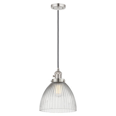 Franklin Restoration - Kuni - 1 mini-luminaire suspendu à cordon de 10 po - Interrupteur marche / arrêt - Ampoule DEL - Abat-jour halophane transparent