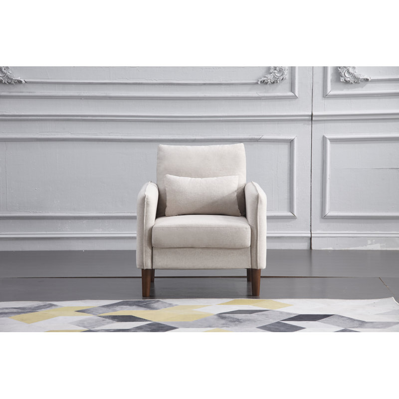 Fauteuil en polyester Overholt, Polyester beige
