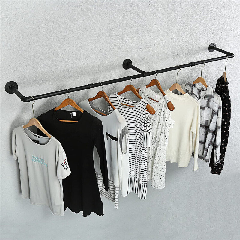 Oehlschlaeger Wall Mounted Clothes Rack, Black