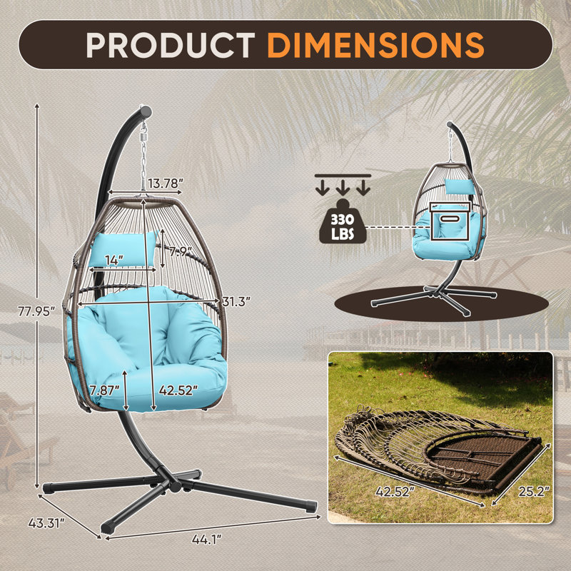 Colesen 1 Person Egg Chair with Stand, Blue