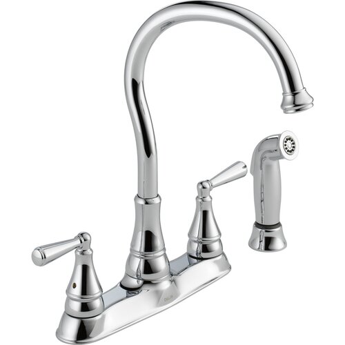 Delta Griffen Double Handle Kitchen Faucet with Spray & Reviews | Wayfair