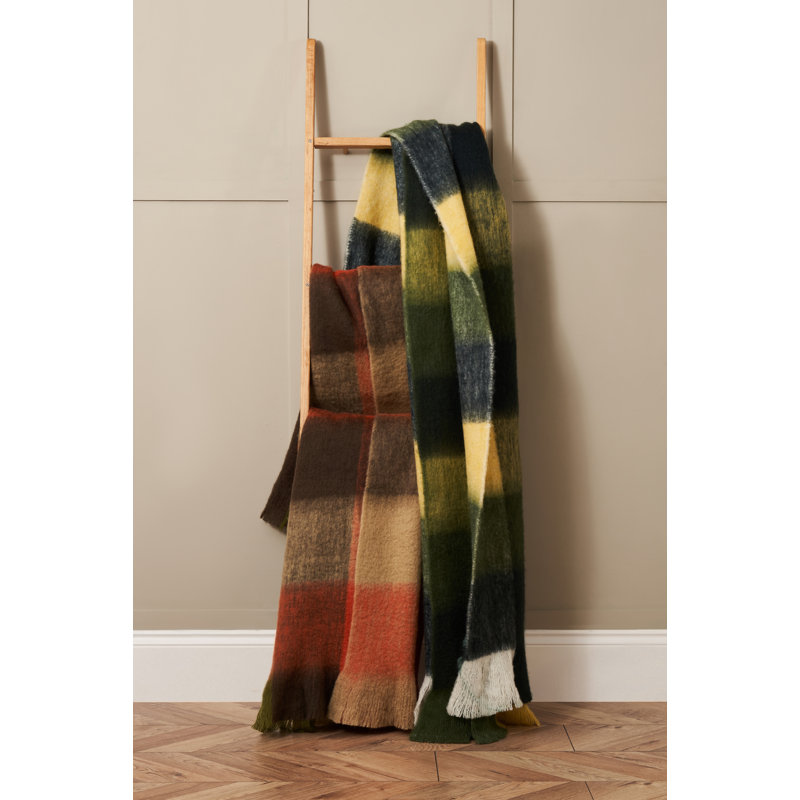 Brambly Cottage Throw, Green/Orange/Brown Block Print