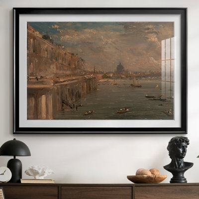 Waterloo Bridge, from Whitehall Stairs (Oil Sketch)-John Constable-Framed Print with Mat and glass-c. 1819