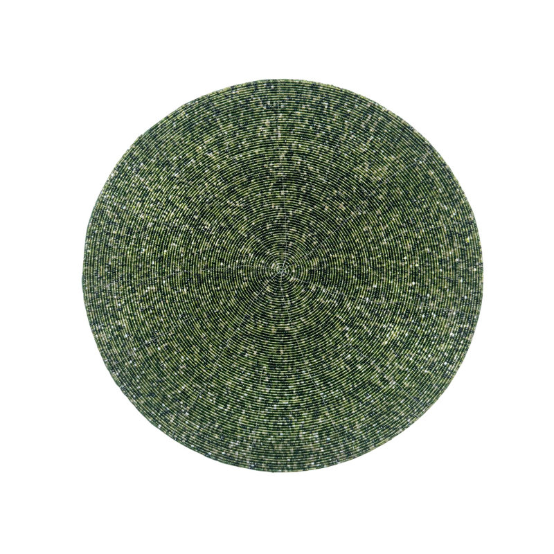 Napperon en verre perlé vert, ensemble de 4, Green