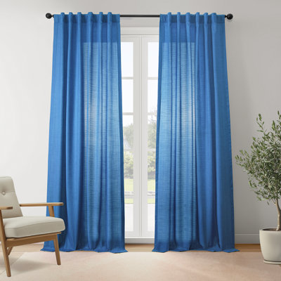 Cotton-Blend Textured Slub Semi-Sheer Curtains for Bedroom & Living Room Curtains (2 Panel Drapes)