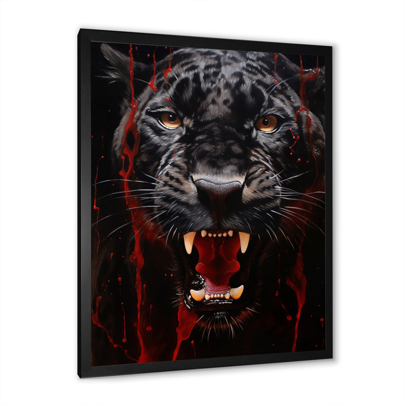 «Black Red Red Panther» sur toile imprimée, H 20 po x l 12 po x P 1 po, Cadre photo noir