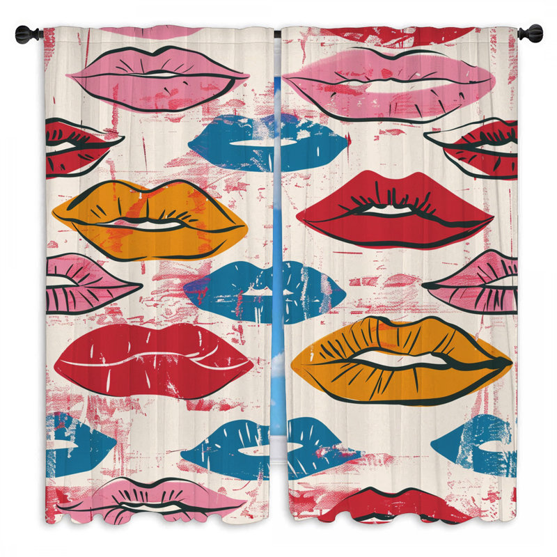 Rideaux de fenêtre rouge à lèvres à motif bohémien Boho Drapes - 2 panneaux, L 40 po x L 82 po