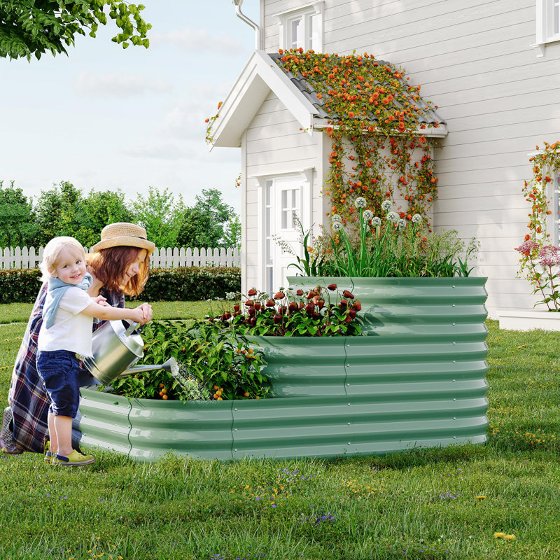 Metal Raised Garden Bed, Green
