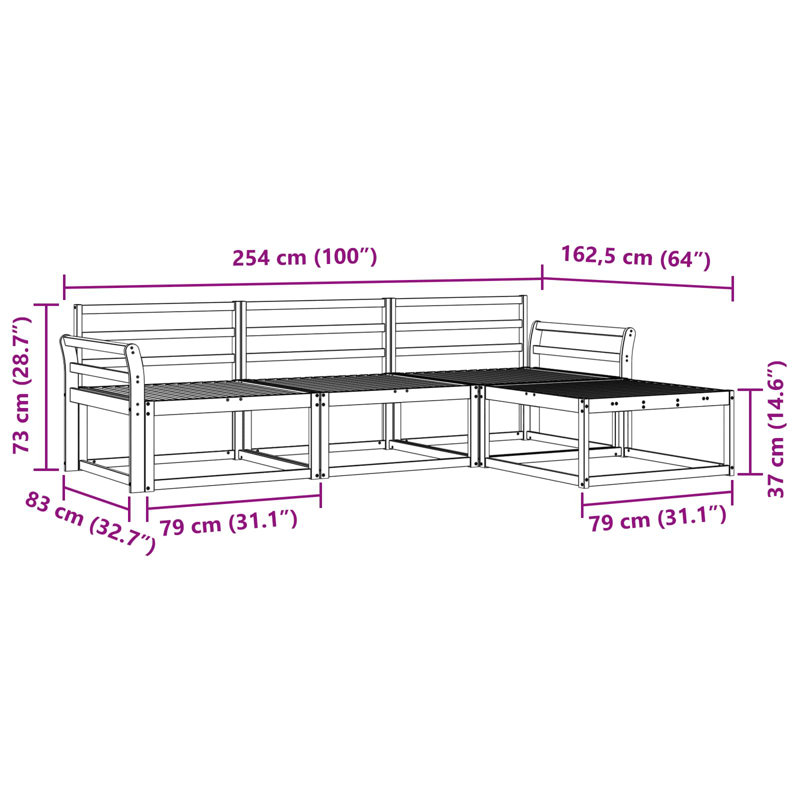 333cm Wide Patio Sectional Set, 4