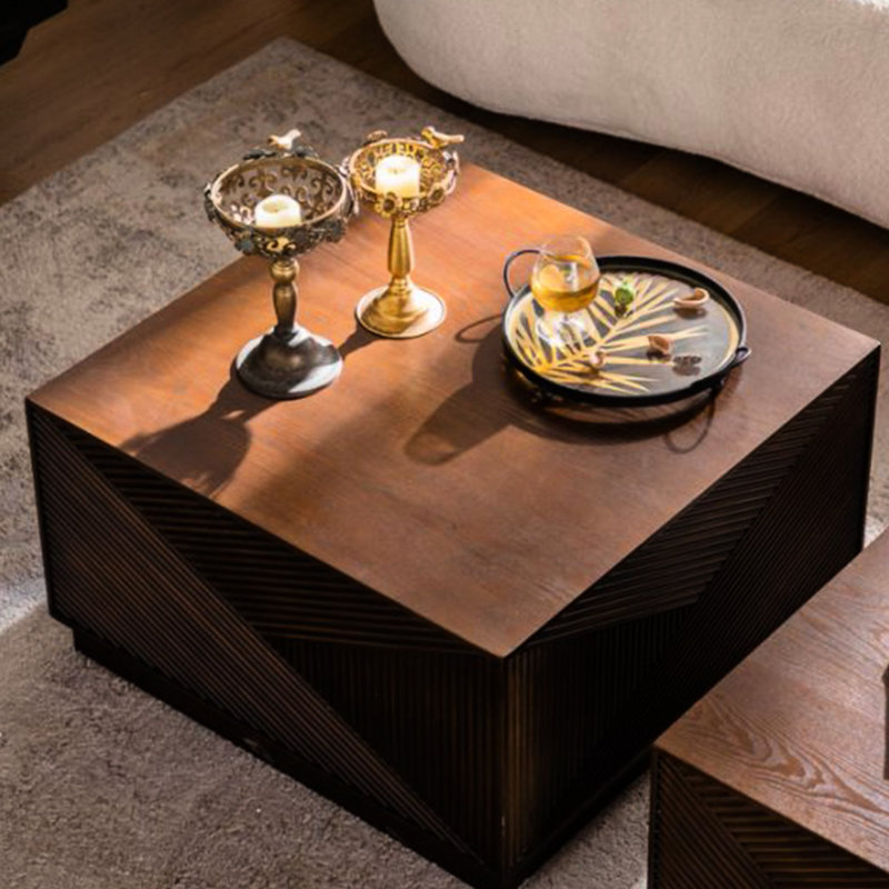 Table basse carrée moderne avec plateau écologique durable, aucun assemblage requis, parfaite pour le salon et le bureau