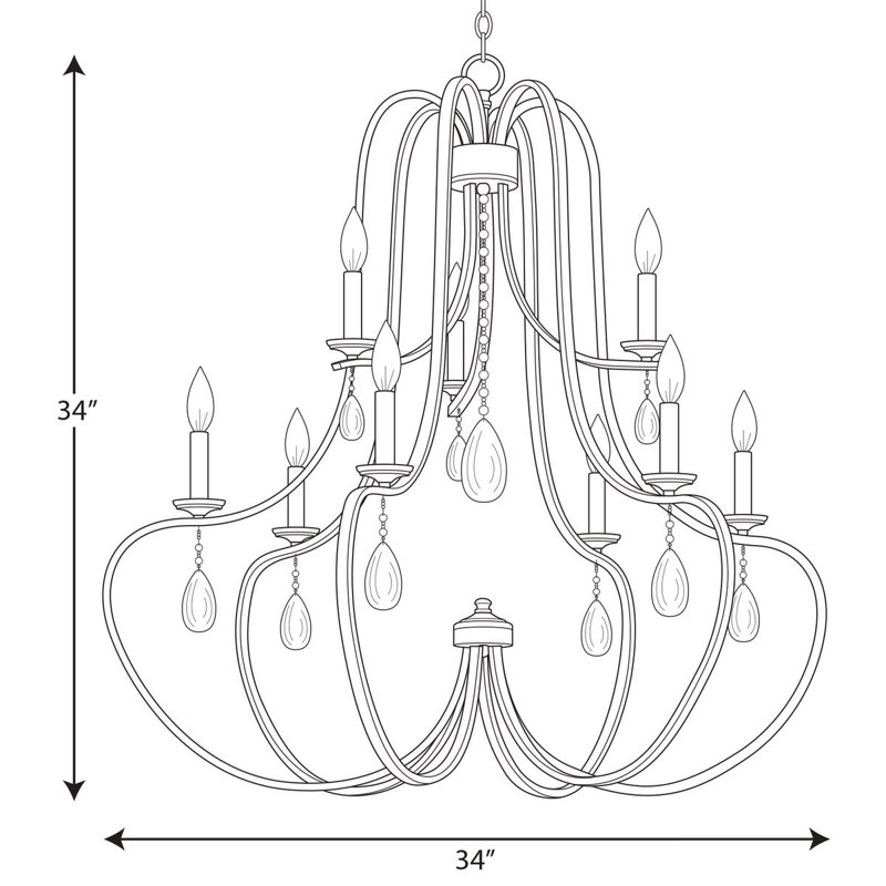 Valeria 9 - Light Dimmable Empire Chandelier, Silver Ridge