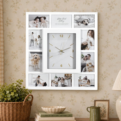 Yamikani Picture Frame Collage Wall Clock - 10 Photo Display Slots (19.25"x 21.5")