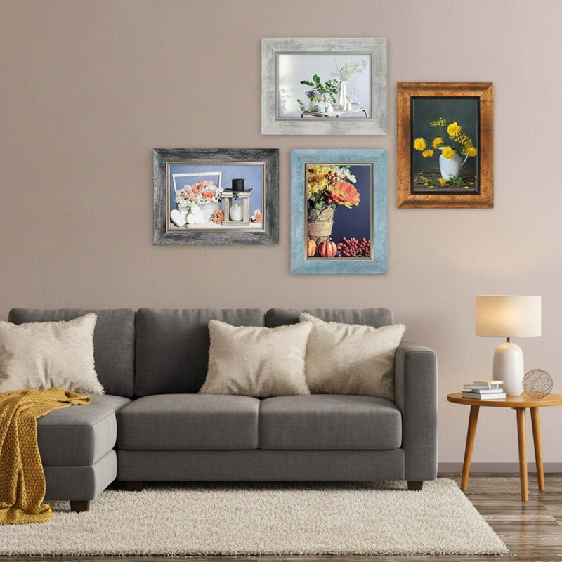 Ensemble de cadres photo 5 x 7 rustiques avec couvercle en plastique HD pour affichage mural ou de table