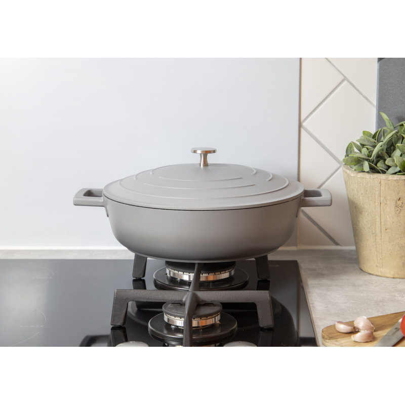 MasterClass Cast Aluminum Shallow Casserole 4L, Grey Ombre